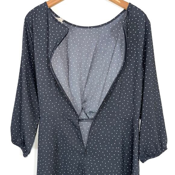 NWT Loft Outlet Grey & White Polka Dot Faux Wrap Mini Dress Size 10 - Picture 7 of 12